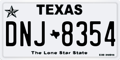 TX license plate DNJ8354