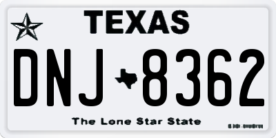 TX license plate DNJ8362