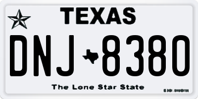 TX license plate DNJ8380