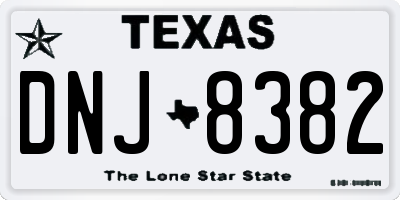 TX license plate DNJ8382