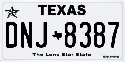 TX license plate DNJ8387