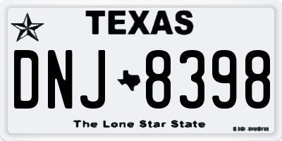 TX license plate DNJ8398