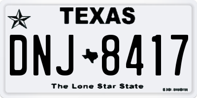 TX license plate DNJ8417