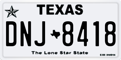 TX license plate DNJ8418