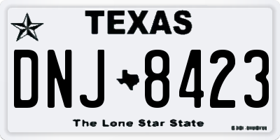 TX license plate DNJ8423