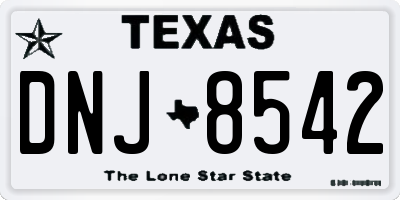 TX license plate DNJ8542