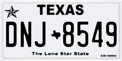 TX license plate DNJ8549
