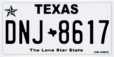 TX license plate DNJ8617