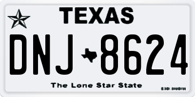 TX license plate DNJ8624