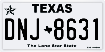 TX license plate DNJ8631