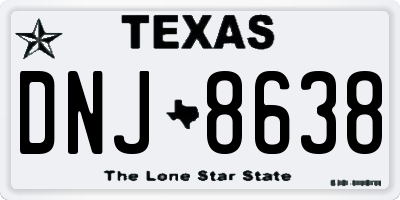 TX license plate DNJ8638