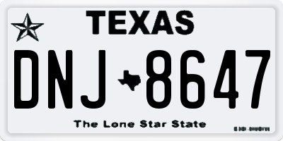 TX license plate DNJ8647