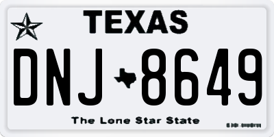 TX license plate DNJ8649