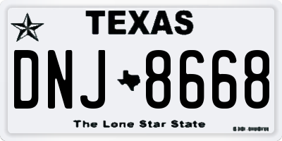 TX license plate DNJ8668