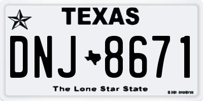 TX license plate DNJ8671
