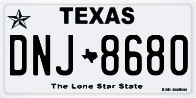 TX license plate DNJ8680