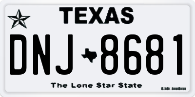 TX license plate DNJ8681