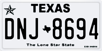 TX license plate DNJ8694