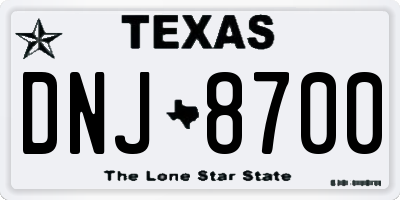 TX license plate DNJ8700