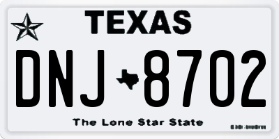 TX license plate DNJ8702