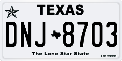TX license plate DNJ8703