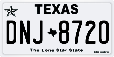 TX license plate DNJ8720