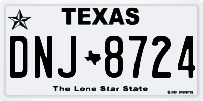 TX license plate DNJ8724