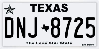 TX license plate DNJ8725