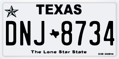 TX license plate DNJ8734