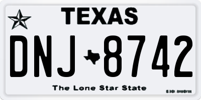 TX license plate DNJ8742