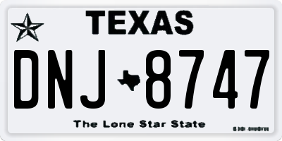 TX license plate DNJ8747