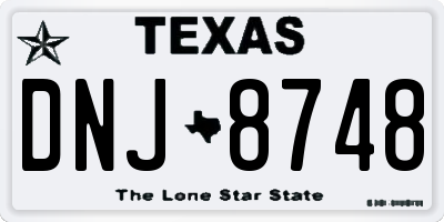 TX license plate DNJ8748