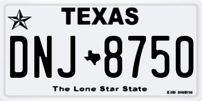 TX license plate DNJ8750