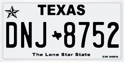 TX license plate DNJ8752