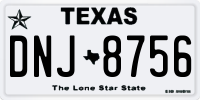 TX license plate DNJ8756