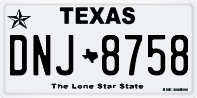 TX license plate DNJ8758