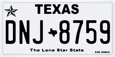 TX license plate DNJ8759