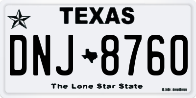 TX license plate DNJ8760