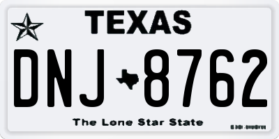 TX license plate DNJ8762