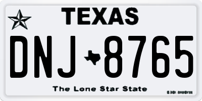 TX license plate DNJ8765