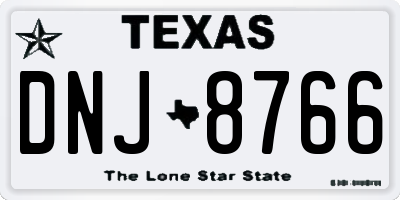 TX license plate DNJ8766
