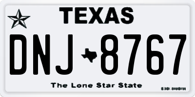 TX license plate DNJ8767