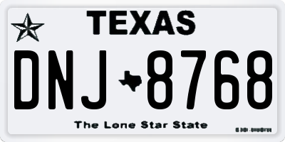 TX license plate DNJ8768