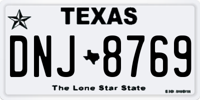 TX license plate DNJ8769