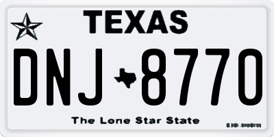 TX license plate DNJ8770