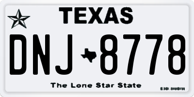 TX license plate DNJ8778