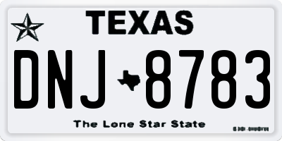 TX license plate DNJ8783