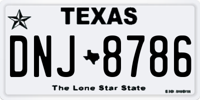 TX license plate DNJ8786