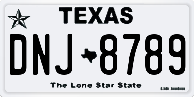 TX license plate DNJ8789