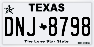 TX license plate DNJ8798